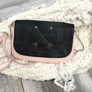 Thirty One 31 Classic Crossbody Pink Black Arrow Purse Faux Leather Adjustable
